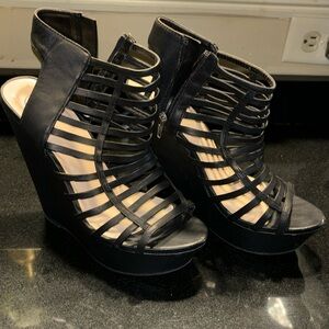 Faux leather wedge